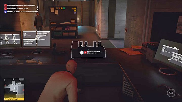 Miejsce zniszczenia nagrań pokazuje dołączony obrazek - Hitman 3: Monitoring, Mendoza - gdzie sabotować? - Hitman 3 - poradnik, solucja