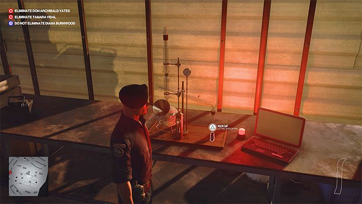 Wejdź w interakcję ze stacją żeby wyprodukować śmiertelną truciznę Lethal Poison Vial - Hitman 3: Trucizna, Mendoza - jak zdobyć? - Hitman 3 - poradnik, solucja