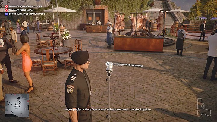 Z mikrofonem dotrzyj na patio, czyli do obszaru asado na poziomie 3 (punkt 41 na mapie) - Hitman 3: Don Archibald Yates - jak zabić? Mendoza, solucja, opis przejścia - Hitman 3 - poradnik, solucja