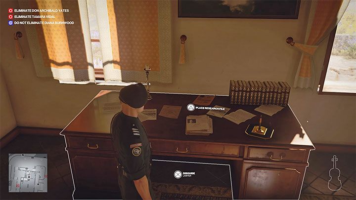 Zabierz z biurka akta Research File na temat Diany Burnwood - Hitman 3: Don Archibald Yates - jak zabić? Mendoza, solucja, opis przejścia - Hitman 3 - poradnik, solucja