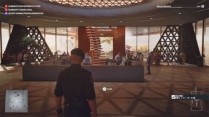 Do otrucia Tamary może dojść w pomieszczeniu degustacji win na poziomie 2 (punkt 36 na mapie) - Hitman 3: Tamara Vidal - jak zabić? Mendoza, solucja, opis przejścia - Hitman 3 - poradnik, solucja