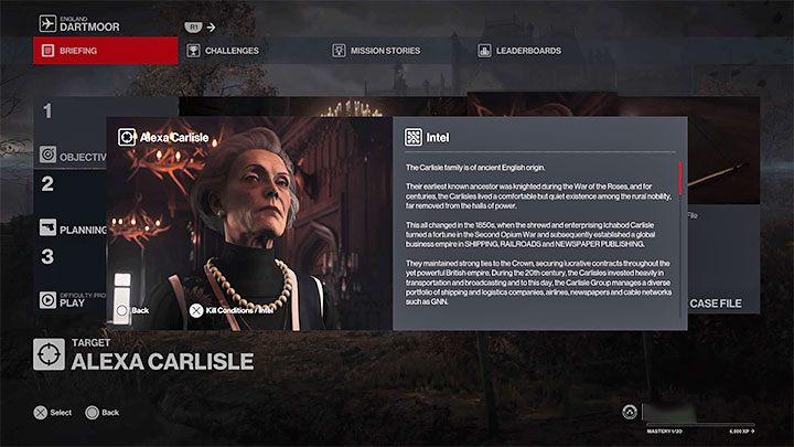 Misja ta wymusza zamordowanie tylko jednej osoby i jest to Alexa Carlisle - Hitman 3: Death in the Family, Dartmoor - mapa, informacje o misji - Hitman 3 - poradnik, solucja