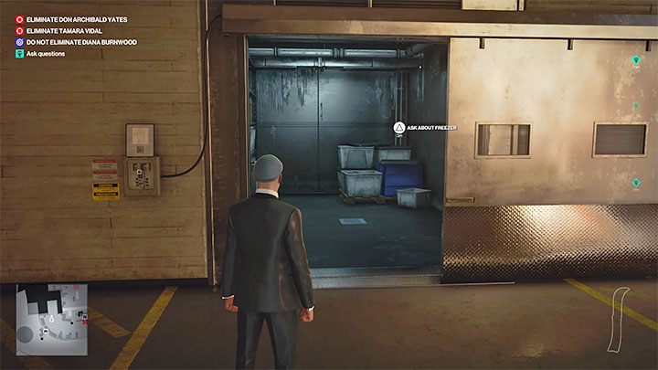 Pierwszy możliwy wariant zabójstwa powiązany jest z chłodnią znajdującą się w pomieszczeniu produkcyjnym (punkt 23 na mapie) - Hitman 3: The Tour - Mendoza, solucja, zadania fabularne - Hitman 3 - poradnik, solucja