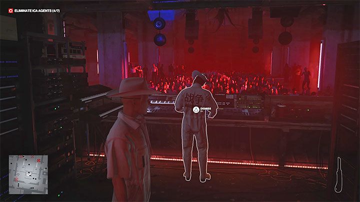Wejdź do budki DJ-ów (punkt 51 na mapie) i odeślij aktualnego DJ-a, który zabawia gości imprezy - Hitman 3: Agent Banner - jak zabić? (The Wall) - Berlin, solucja, opis przejścia - Hitman 3 - poradnik, solucja