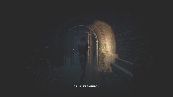 Gdy dotrzesz do drzwi możesz je po prostu otworzyć, nie wymagają żadnego kodu ani używania jakichkolwiek narzędzi - The Medium: Ruiny - solucja, opis przejścia - The Medium - poradnik do gry