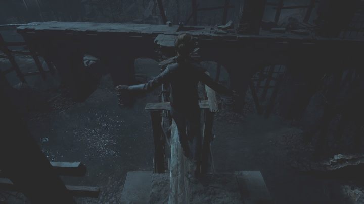 Następnie czeka Cię przeprawa przez deskę, zaraz nad wodą - The Medium: Ruiny - solucja, opis przejścia - The Medium - poradnik do gry