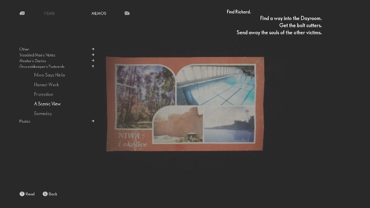 Aby zdobyć pocztówkę musisz zbadać kosz na śmieci leżący w rogu pomieszczenia - The Medium: Pocztówki - lista wszystkich - The Medium - poradnik do gry