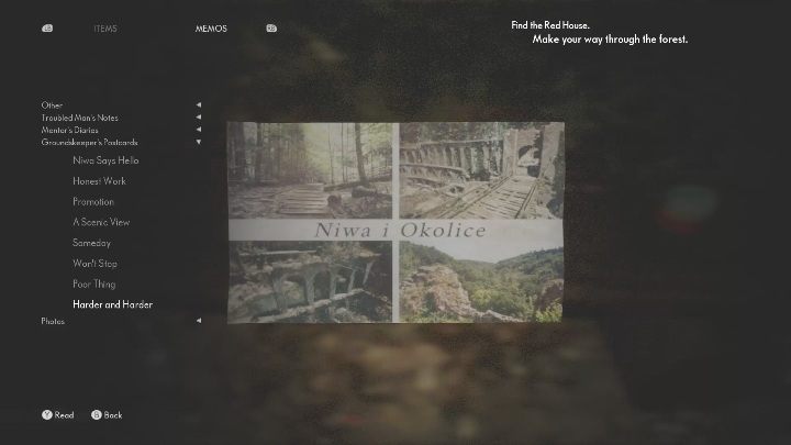 Aby zdobyć pocztówkę musisz zbadać rzeczy leżące na drewnianej ławce, zaraz obok główniej ścieżki - The Medium: Pocztówki - lista wszystkich - The Medium - poradnik do gry