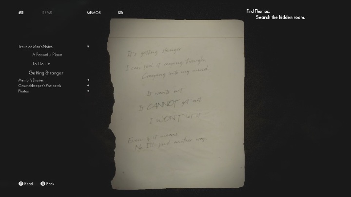 Aby zdobyć notatkę musisz zbadać prawą część pokoju i zerknąć na podłogę - The Medium: Notatki zatroskanego mężczyzny - lista wszystkich - The Medium - poradnik do gry