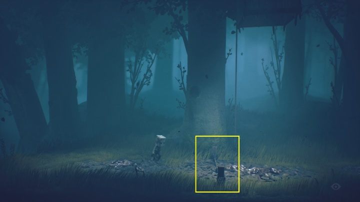 Kontynuując swoją przeprawę przez las natkniesz się na sporo pułapek, nad niektórymi musisz po prostu przeskoczyć (tak jak w przypadku tej pokazanej na screenie powyżej), innym razem musisz wykorzystać pozostałe elementy, aby uruchomić pułapkę zawczasu - Little Nightmares 2: Droga przez las - solucja, opis przejścia - Little Nightmares 2 - poradnik do gry