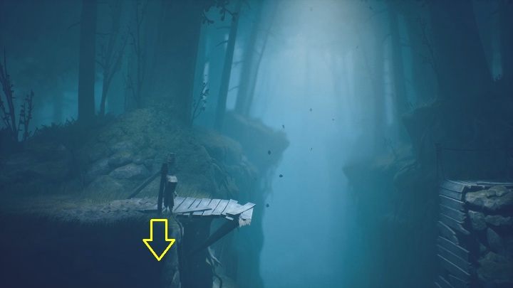 Przysuń się do liny wiszącej na krawędzi, w tym miejscu powoli się zsuń tak, aby zeskoczyć na niższe piętro - Little Nightmares 2: Droga przez las - solucja, opis przejścia - Little Nightmares 2 - poradnik do gry