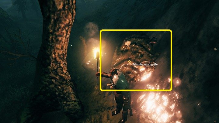 Złoża metalu mają ciemny kolor i zazwyczaj zatopione są w nich kawałki kości - Valheim: Wydobycie i przetapianie metali - Valheim - poradnik do gry