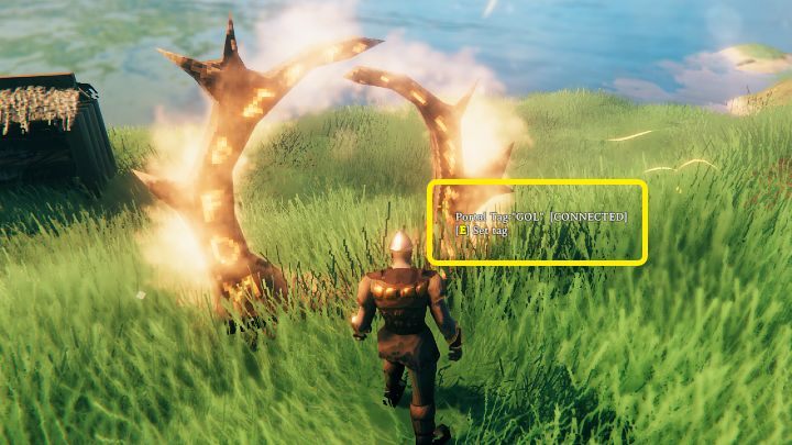 Gdy zbudujesz drugi portal, poczekaj chwilę, aż się aktywuje - na ekranie pojawi się informacja o połączeniu (Connected) - Valheim: Portale - Valheim - poradnik do gry