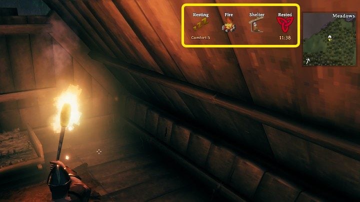 Poziom komfortu (Comfort level) otoczenia, w którym przebywa Twoja postać, ma wpływ na bonus, który otrzymuje po wypoczynku (Rested) - Valheim: Komfort - Valheim - poradnik do gry