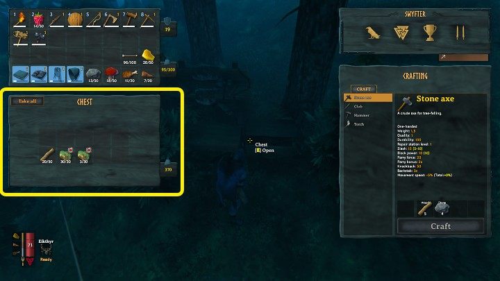 Po przelogowaniu będziesz stał przy skrzyni z surowcami, które włożyłeś do ekwipunku na poprzednim świecie - Valheim: Exploity - Valheim - poradnik do gry
