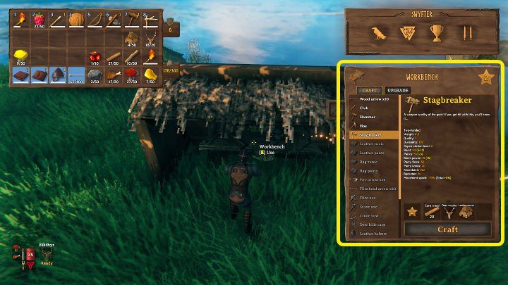 Do stworzenia młota Stagbreaker musisz posiadać stół warsztatowy (Workbench) na co najmniej 2 poziomie - Valheim: Młot/Stagbreaker - jak odblokować? - Valheim - poradnik do gry