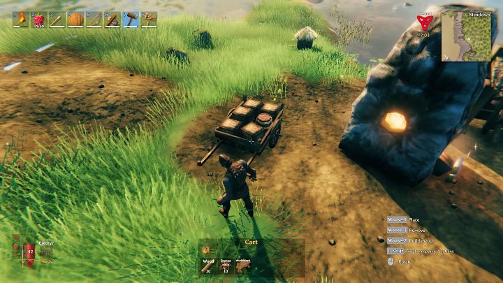 Po wykonaniu 10 Gwoździ z brązu (Bronze nails) wyposaż swoją postać w młotek i z zakładki Misc wybierz wózek (Cart) - Valheim: Wózek/Cart - jak stworzyć i używać? - Valheim - poradnik do gry