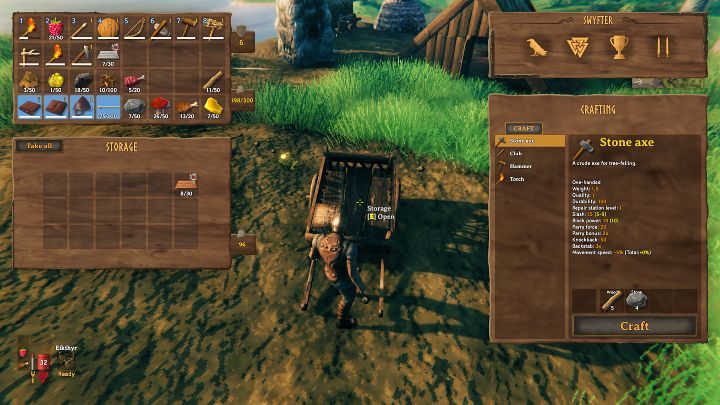 Żeby załadować lub rozładować wózek, podejdź do niego na tyle blisko, by na ekranie wyświetliła się komenda Storage - Valheim: Wózek/Cart - jak stworzyć i używać? - Valheim - poradnik do gry