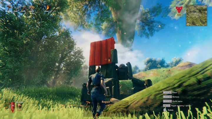 Korzystając z danego narzędzia, ulega ono stopniowemu niszczeniu (definiowane jest to przez pasek znajdujący się pod obiektem) - Valheim: Porady na start - Valheim - poradnik do gry