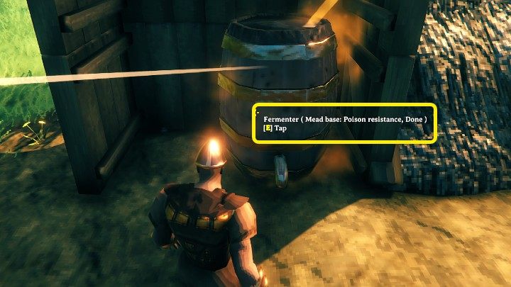 Gotową bazę miodową zanieś do kadzi fermentacyjnej i wrzuć ją do środka - Valheim: Kadź fermentacyjna/Fermenter - Valheim - poradnik do gry