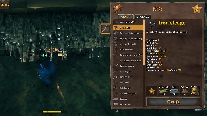 Do stworzenia tak potężnej broni będziesz potrzebować kuźni (Forge) na poziomie 2 i wielu kosztownych surowców - Valheim: Żelazny młot/Iron Sledge - jak odblokować? - Valheim - poradnik do gry