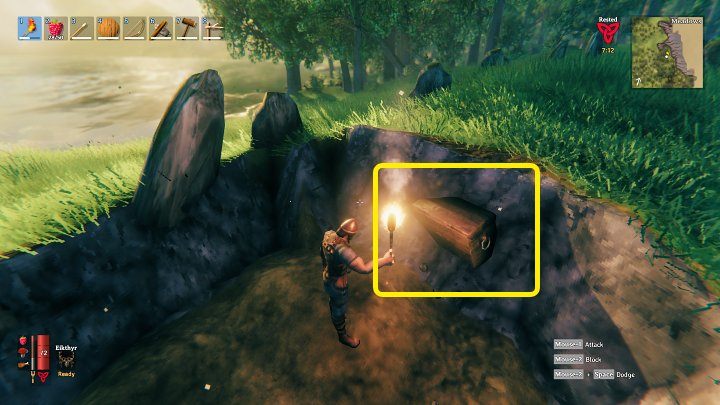 W przypadku skarbów zakopanych na wcześniej wspomnianym obszarze otoczonym kamieniami wyposaż swoją postać w kilof (Antler Pickaxe lub inny przedmiot tego typu) i zacznij kopać - najlepiej zacząć w jednym końcu i sukcesywnie przesuwać się do przodu, aż w końcu natrafisz na skrzynię ze skarbem - Valheim: Zakopany skarb/Buried Treasure - jak znaleźć? - Valheim - poradnik do gry
