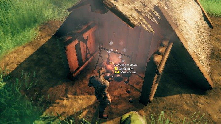 Podejdź do stacji do gotowania i umieść na hakach sztuki mięsa - Valhei: Mięso - jak ugotować? - Valheim - poradnik do gry