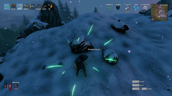 Gdy już trafisz na złoże, musisz je rozłupać - Valheim: Obsydian - gdzie znaleźć? - Valheim - poradnik do gry