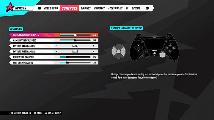 W zakładce Sterowanei (Controls) w menu opcji możesz znaleźć podstawowe ustawienia dla kontrolera Dualsense - Destruction AllStars: Sterowanie - Destruction AllStars - poradnik do gry
