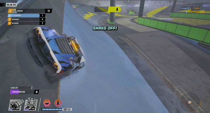 Postępy atakującego gracza symbolizowane są przez pomarańczowy pasek i dotyczą one jego oddzielnej mini-gry - Destruction AllStars: Własne auto - jak obronić? - Destruction AllStars - poradnik do gry