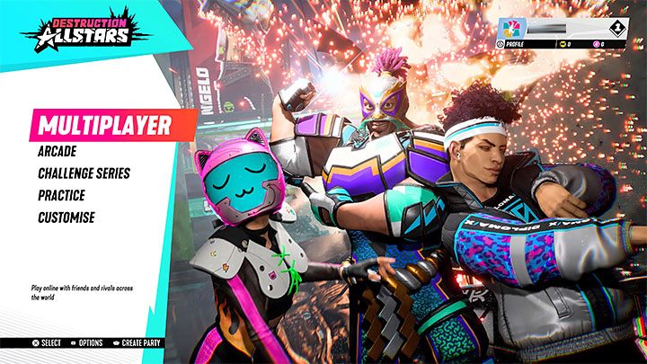 W Destruction AllStars można dokonać podziału na główne tryby gry (multiplayer, singleplayer, tutorial itp - Destruction AllStars - poradnik do gry