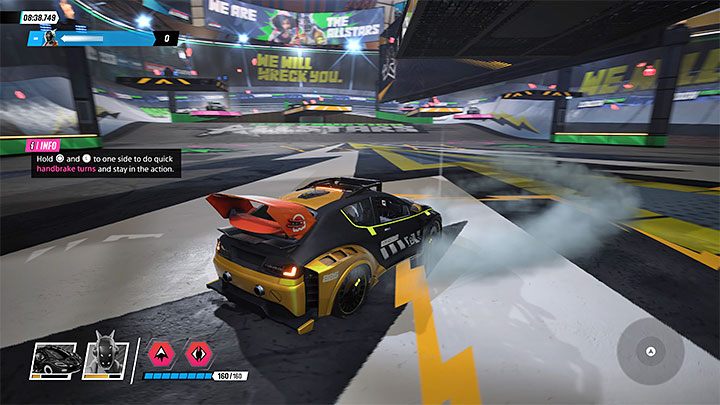 Użyj lewej gałki analogowej żeby skręcić kilka razy w każdą stronę - Destruction AllStars: Samouczek/Tutorial - Destruction AllStars - poradnik do gry