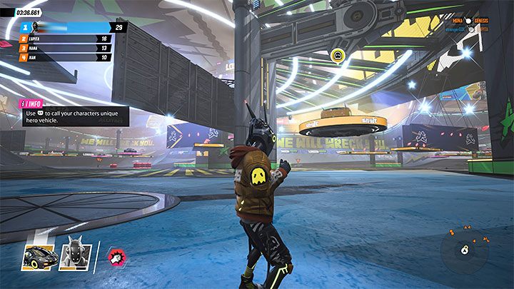 W ostatniej trzeciej części samouczka możesz zapoznać się z megapojazdami - każdy z bohaterów ma inny unikalny pojazd, który może przywołać na arenę po naładowaniu się paska gotowości - Destruction AllStars: Samouczek/Tutorial - Destruction AllStars - poradnik do gry