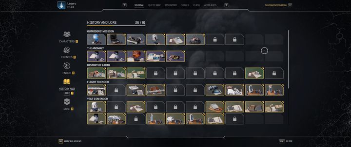 W ekwipunku możesz sprawdzić wszystkie zgromadzone informacje - Outriders: Notatki - co dają? - Outriders - poradnik do gry