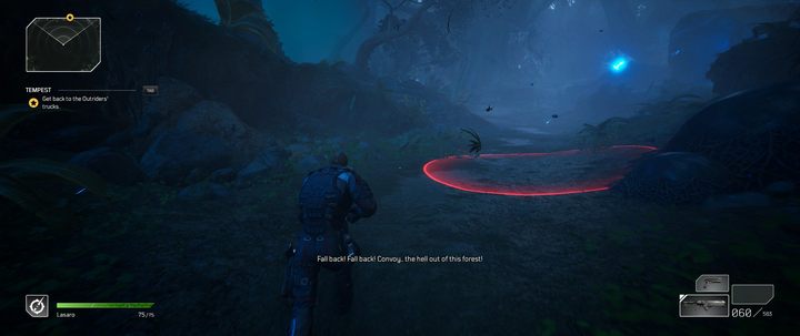 Unikaj czerwonych pól, zwiastujące miejsce wyładowań - Outriders: Nawałnica/Tempest - solucja, opis przejścia - Outriders - poradnik do gry