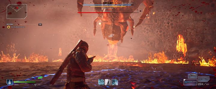 Niebieskie znaczniki pokazują, gdzie wyląduje boss - Outriders: Roztopiony Acari - boss, jak pokonać? - Outriders - poradnik do gry