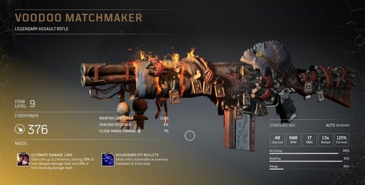 Mody - pierwszy sprawia, że ustrzeleni przeciwnicy zostają połączeni i dzielą się procentowo obrażeniami z broni i z anomalii - Outriders: Legendarne przedmioty - Outriders - poradnik do gry