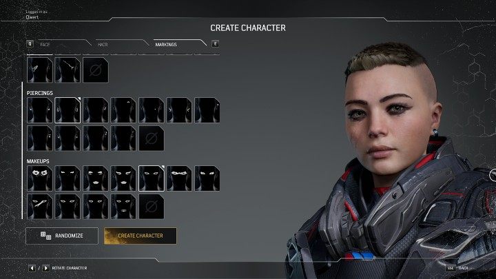 Na ostatnim etapie kreacji postaci możecie wybierać spośród wielu opcji opcjonalnego znakowania ciała - Outriders: Kreacja postaci - Outriders - poradnik do gry