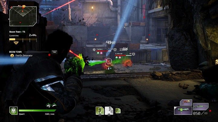 Po wejściu na wewnętrzny dziedziniec kryjówki czeka Was walka z kolejną liczną grupą żołnierzy, wśród których można wyróżnić kilku snajperów i Elitarne jednostki - Outriders: Boom Town - Ekspedycja, solucja - Outriders - poradnik do gry