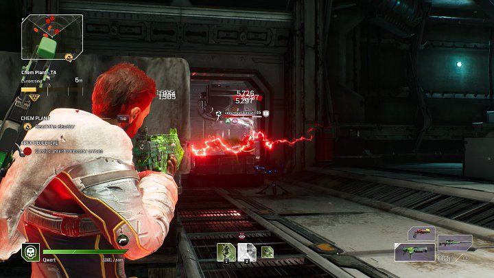 Wejście do windy, która prowadzi do serca laboratorium, jest doskonale strzeżone przez kilku kapitanów z liczną obstawą - Outriders: Fabryka chemikaliów/Chem Plant - Ekspedycja, solucja - Outriders - poradnik do gry