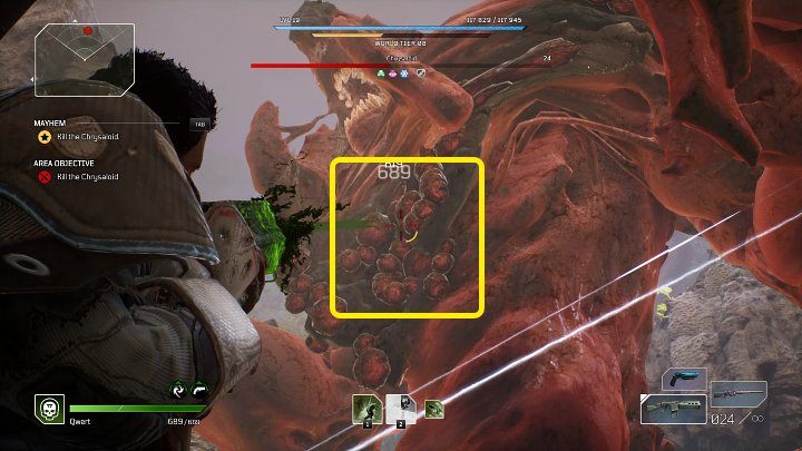 W trakcie drugiej fazy pojedynku skupcie się na strzelaniu w czuły punkt Chrysaloida, który znajduje się na brzuchu - Outriders: Chrysaloid - boss, jak pokonać? - Outriders - poradnik do gry