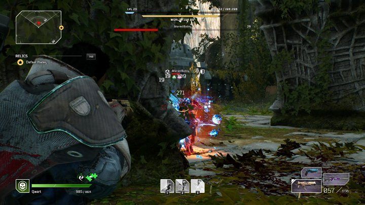 Veil of Stones to kolejna unikatowa umiejętność tego przeciwnika - Bailey otacza się tarczą z wirujących fragmentów kryształów - Outriders: Bailey - boss, jak pokonać? - Outriders - poradnik do gry