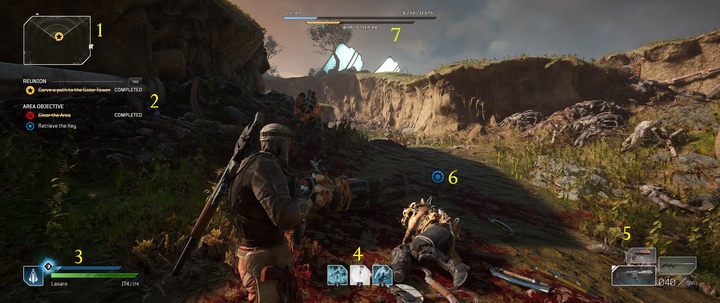 Na radarze wyświetlone są pozycje przeciwników (czerwone punkty) - Outriders: Interfejs - Outriders - poradnik do gry