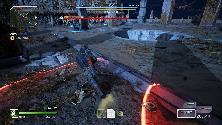 Jedną z unikatowych umiejętności Yagaka jest Uderzenie Pioruna (Lightning Strikes) - boss zbiera moc Anomalii i oznacza kilkukrotnie teren pod swoim przeciwnikiem, w który po chwili uderzą wiązki błyskawic - Outriders: Yagak, 1 walka - boss, jak pokonać? - Outriders - poradnik do gry