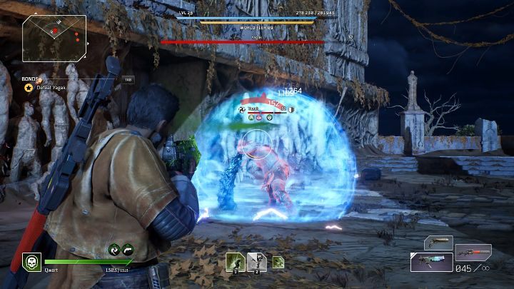 Gdy Yagak osłoni się niebieską barierą ochronną, przerwijcie swój atak, ponieważ boss będzie odbijał wszystkie pociski w Waszą stronę - Outriders: Yagak, 1 walka - boss, jak pokonać? - Outriders - poradnik do gry