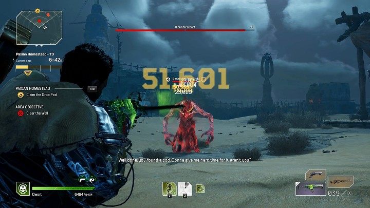 Gdy tylko przeciwnik pojawi się na arenie, postarajcie się jak najszybciej pozbawić go pierwszej połowy paska zdrowia - Outriders: Gospodarstwo Paxów/Paxian Homestead - Ekspedycja, solucja - Outriders - poradnik do gry