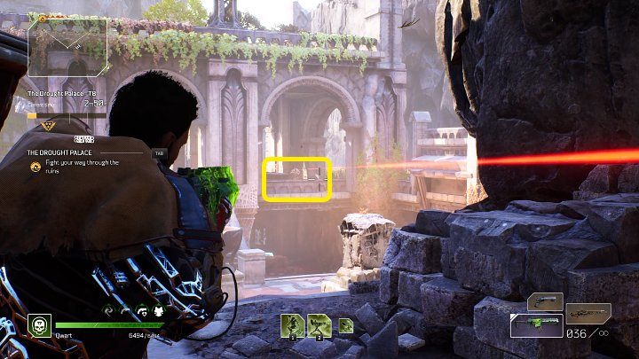 Po wejściu na teren ruin uważajcie na snajperów, którzy zajęli dogodną pozycję strzelecką na kamiennym moście zaraz naprzeciwko wejścia - Outriders: Pałac Suszy/The Drought Palace - Ekspedycja, solucja - Outriders - poradnik do gry