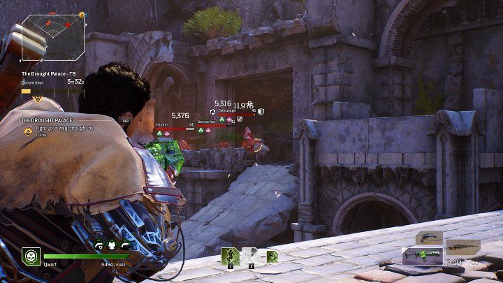 Nieco dalej natkniesz się na liczny oddział, w skład którego, poza zwykłymi żołnierzami i berserkami wchodzi kilku snajperów i Elitarne jednostki - Destroyer, Skirmisher Warlord - Outriders: Pałac Suszy/The Drought Palace - Ekspedycja, solucja - Outriders - poradnik do gry