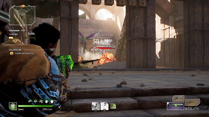 Gdy usłyszycie dźwięk mechanizmu podnoszącego drewnianą bramę, natychmiast zacznijcie eliminować kolejnych przeciwników - Outriders: Koloseum/Colosseum - Ekspedycja, solucja - Outriders - poradnik do gry