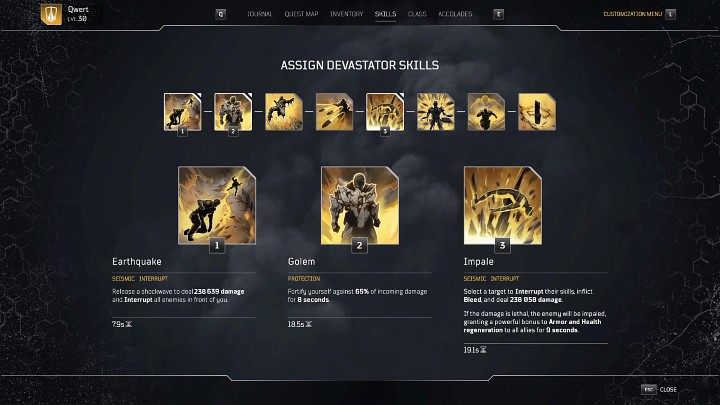 Niszczyciel posiada 8 unikatowych umiejętności, które można odblokować na określonych poziomach postaci - Outriders: Niszczyciel - gotowy build postaci - Outriders - poradnik do gry